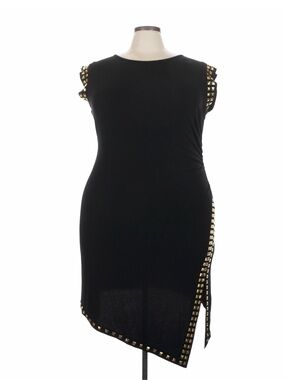 Micheal Kors Black Stud-Trim Asymmetric Bodycon Dress 3x fits like 2x